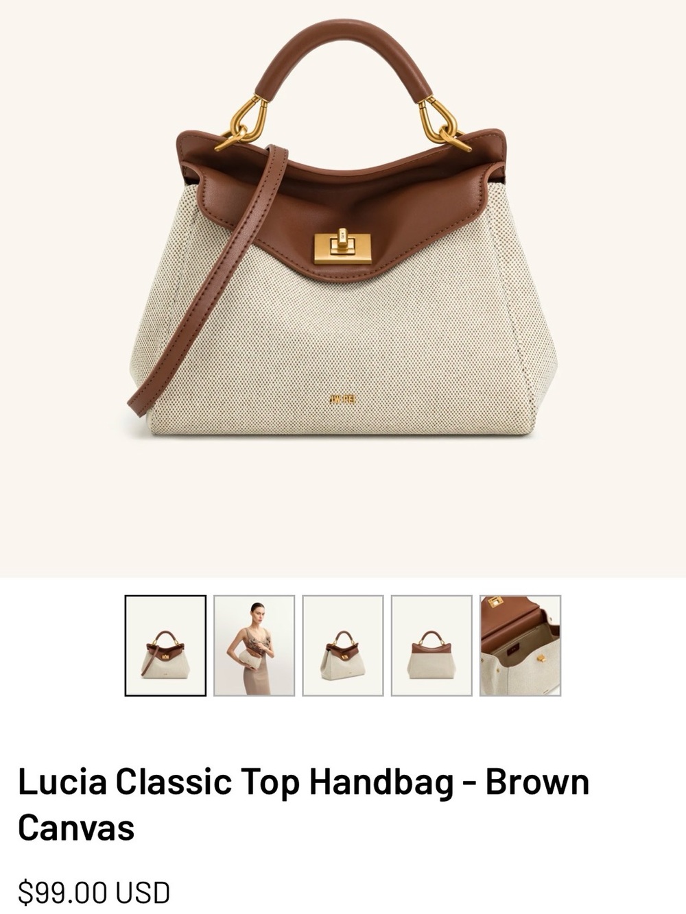 Classic Top Handbag - Brown Canvas